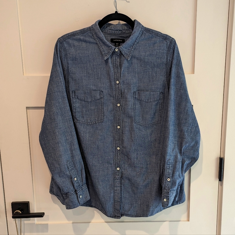 Lands End Size 18W Long sleeve 100% cotton shirt